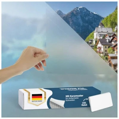 Abbildung von Blumtal Fensterfolie mit Milchglas Effekt für Privatsphäre, blickdicht, zuschneidbar, UV Schutz bei Fenstern, Duschkabinen und Co.