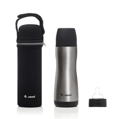 Abbildung von Jané Isolierflasche für Flüssigkeiten mit Silikon Trinktülle, Füllmenge 300 ml, inklusive Neoprentasche, mehrfarbig