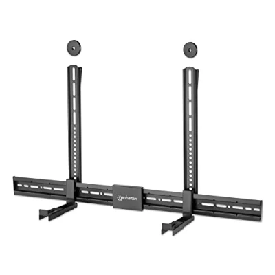 Abbildung von Manhattan Universal Halterung für Soundbar, VESA Montage, bis 15 kg, höhenverstellbar, Oben oder unter dem Fernseher, schwarz