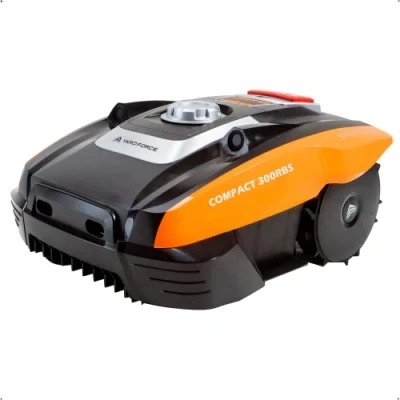 Abbildung von Yard FORCE Mähroboter COMPACT 300RBS bis zu 300 qm Bluetooth und App Steuerung, bürstenloser Motor, 20 V / 2,0 Ah Akku Schwarz/Orange