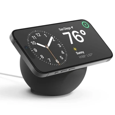 Abbildung von elago MS2 Ladestation Kompatibel mit MagSafe Ladegerät, Premium Ständer iPhone 16, 15, 14, 13, 12 [Ladegerät Nicht enthalten] (Schwarz)