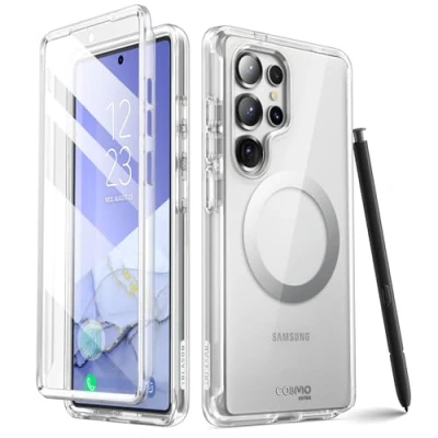 Abbildung von i Blason Cosmo für Samsung Galaxy S25 Ultra Hülle MagSafe mit Displayschutz [unterstützt Fingerabdruck ID und kabellos Ladegerät] Glitzer Handyhülle Case Bumper Schutzhülle (Clear)