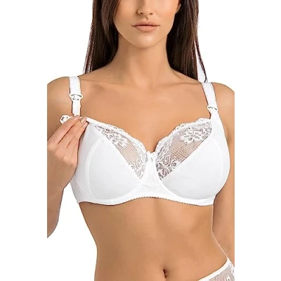 Abbildung von Teyli Damen Still BH Bügel Grosse Grössen Umstandskleidung mit Spitze Große Brüste BHS Stillen Weiß 65E