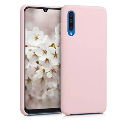 Abbildung von kwmobile Hülle kompatibel mit Samsung Galaxy A50 Silikon Handy Case Handyhülle weiche Oberfläche kabelloses Laden Altrosa matt