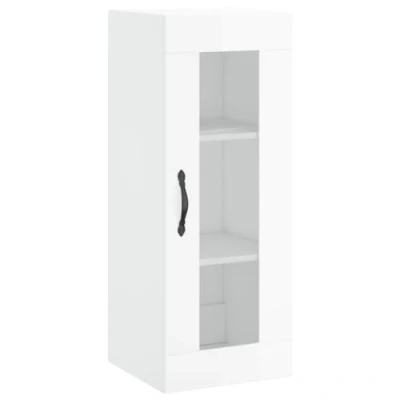 Abbildung von vidaXL Sideboard Hängeschrank Hochglanz Weiß 34,5x34x90 cm Glas Vitrine