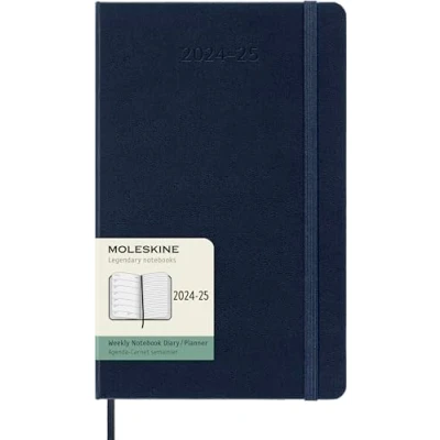 Abbildung von Moleskine Wochenplaner 2024 2025, WochenAgenda 18 Monate 2025 mit Platz für Notizen, Hardcover und elastischem Verschluss, im Großformat 13 x 21 cm, Farbe Saphirblau