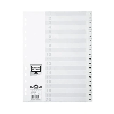 Abbildung von DURABLE Ordnerregister geprägt mit Deckblatt DIN A4 20 tlg