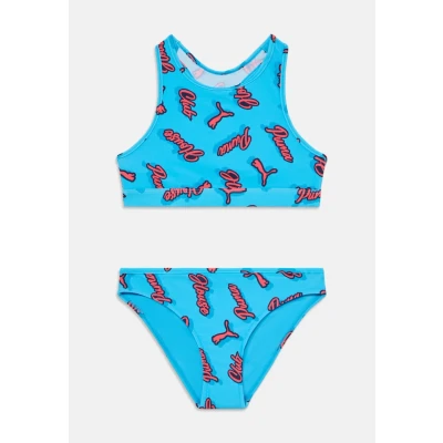Abbildung von Puma SWIM Girls Printed Bikini SET für Kinder, Größe: 152, Blue/orange