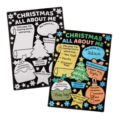 Abbildung von Baker Ross FN316 Weihnachten Alles über mich Fuzzy Kunst Poster Packung mit 8 Postern, Kunsthandwerk für Weihnachten, Schulbedarf