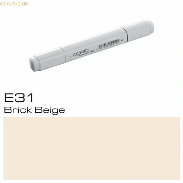 Abbildung von COPIC Classic Marker Typ E 31, Brick Beige, professioneller Layoutmarker, mit einer breiten und feinen Spitze