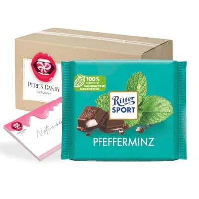 Abbildung von 5 x 100g Pfefferminz Tafel Schokolade mit Geschenk von Pere&#039;s Candy