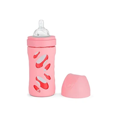 Abbildung von Twistshake Babyflasche aus Glas 260 ml, Anti Kolik Sauger, BPA Frei, Ab 2 Monaten, Pastel Pink, 7350083125828