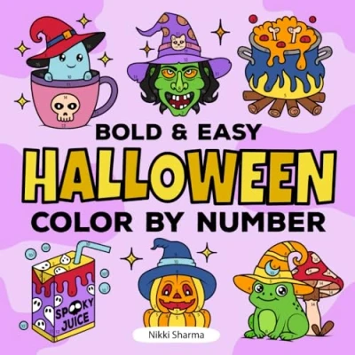 Abbildung von Halloween Color by Number: Bold and Easy Coloring Book for Adults Kids, Simple Spooky Cute Designs fun relaxation