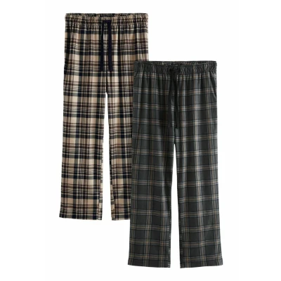 Abbildung von Next 2 PACK Regular FIT Nachtwäsche Hose, Herren, Größe: Sx31, Black stone check