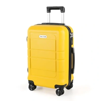 Abbildung von TANTOMI Hartschalen Handgepäck Koffer Reisekoffer mit 4 drehbaren Rollen (360), Trolley Aluminium Teleskopstange und TSA Zahlenschloss (M 41L, Mango)