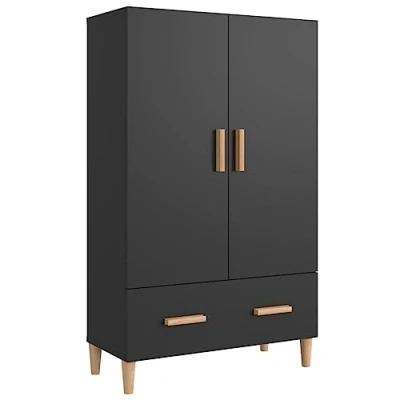 Abbildung von vidaXL Highboard Sideboard Kommode Schrank Anrichte Beistellschrank Mehrzweckschrank Standschrank Wohnzimmer Schwarz 70x31x115cm Holzwerkstoff