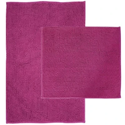 Abbildung von NYVI Badematten Set 2 teilig NYVISpa Chenille 45x50 + 50x80 cm Lila Badematte &amp; WC Vorleger Badezimmerteppich rutschfest, Saugfähig, Schnell Trocknend, Fußbodenheizung geeignet, Oeko TEX