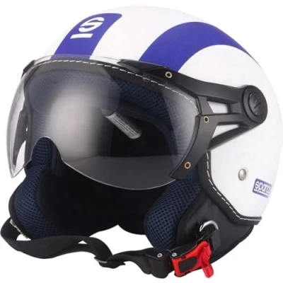 Abbildung von Sparco Riders Helm Demi Jet, Weiß/Blau Matt, Größe XS