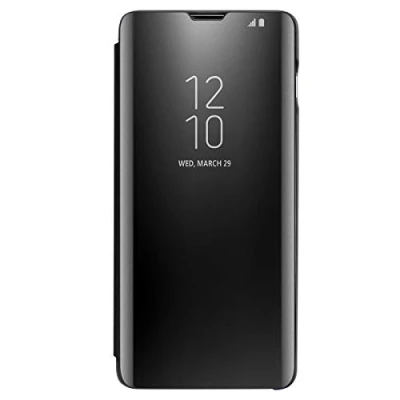 Abbildung von AICase Kompatibel Samsung Galaxy S10 Hülle Folio Schutzhülle für S10, Flip Handy Case Clear View Standing Cover mit Wake up/Sleep Funktion (Schwarz)