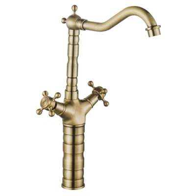 Abbildung von wohnwerk.idee Badarmatur Waschbeckenarmatur Wasserhahn Gold Schwarz Vintage Antik Rustico