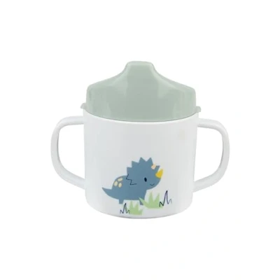 Abbildung von Sterntaler Trinklernbecher Dino Rexi Kinder Trinkbecher mit abnehmbarem Trinkaufsatz und rutschfestem Sockel Trinktasse für Baby Tatzenmuster Druckmuster, Henkeln,blau