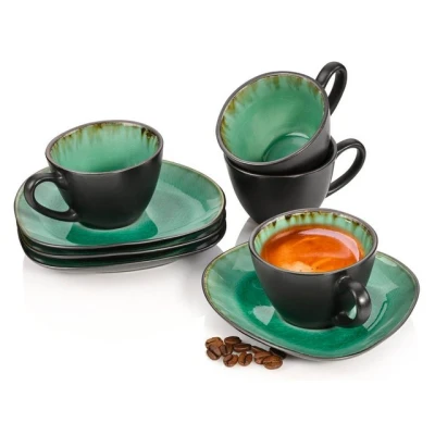Abbildung von SÄNGER Espressotasse Palm Beach Espressobecher Set, Steingut, Handmade, Premium Collection