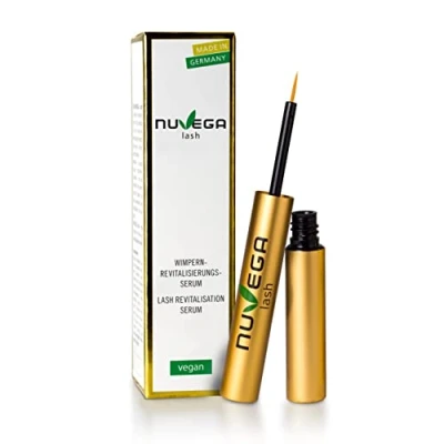 Abbildung von Nuvega Lash Veganes Wimpernserum ohne tierische Produkte, Made in Germany, lange Wimpern 4 6 Wochen, Serum, Wachstum, Serum für Wimpernwachstum, 1ml