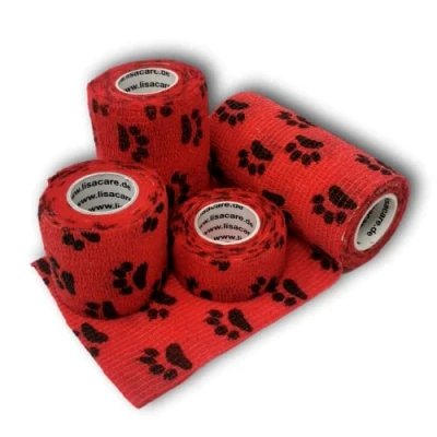 Abbildung von LisaCare Kohäsive Bandagen 2,5cm 10cm Pfote Rot 4 St