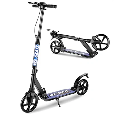 Abbildung von Hikole Roller mit 2 Rädern für Kinder ab 8 Jahren, Faltbarer Pendler Kick Scooter 220 mm großen und verstellbarem Lenker Jugendliche Erwachsene, leicht, hält bis zu 100 kg Stand