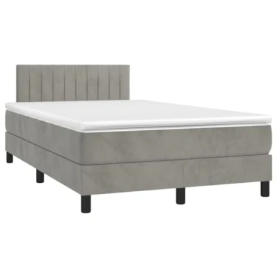 Abbildung von vidaXL Boxspringbett mit Matratze Doppelbett Bett Polsterbett Hotelbett Bettrahmen Bettgestell Lattenrost Schlafzimmerbett Hellgrau 120x200cm Samt