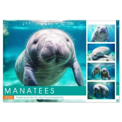 Abbildung von Manatees. Faszinierende Rundschwanzseekühe (Wandkalender 2025 DIN A2 quer), CALVENDO Monatskalender