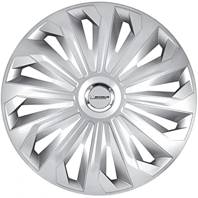Abbildung von MICHELIN Radkappen MX MS 13 Zoll Universal Radzierblenden 4er Set Fürs Auto ABS Kunststoff, Silber mit Chromring