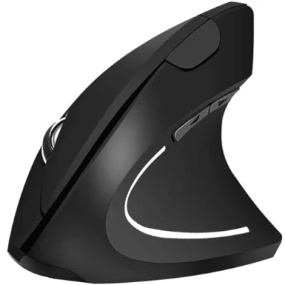 Abbildung von IZOXIS vertikale Funkmaus mit kabelloser Freiheit Maus und Mauspad Set, (Kabellose Maus, Kabellose schwarz, USB Empfänger), vertikalem Design für ergonomisches Arbeiten.