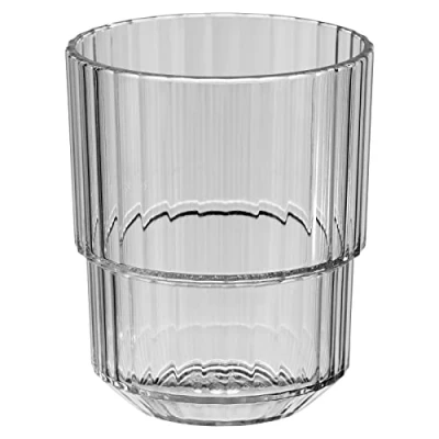 Abbildung von APS Trinkbecher LINEA Hochwertiges Tritan Kunststoff Trinkglas mit 0,15 Liter, BPA frei, stapelbar, bruchfestes Mehrweg Glas, wiederverwendbar und spülmaschinenfest, 150 ml, french grey