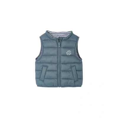 Abbildung von Vertbaudet Wendbare Baby Steppweste mit Reißverschluss und Recycling Polyester graublau 92/98