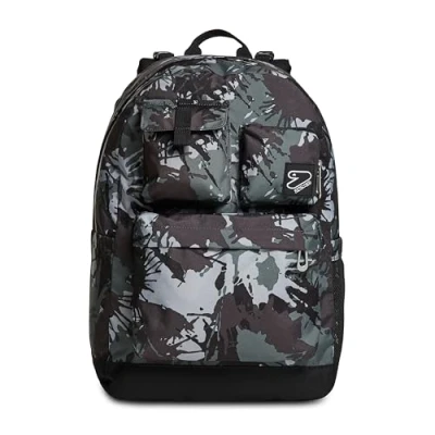 Abbildung von Seven Wende Rucksack, aus nachhaltigem Stoff, Geräumige Schultasche für Teenager, Mädchen &amp; Jungen, 2 Muster, Schule, Sport&amp;Freizeit, Doubleface; blau/schwarz, mit Kopfhörern, MIMETIC BROWN
