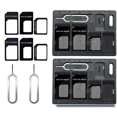 Abbildung von CKANDAY 2 Packs SIM Kartenhalter mit Fachöffnerstiften, Karten Aufbewahrungs Werkzeug Set für Standard Micro Nano SD Speicherkarten, 3 Adaptern und 1 Auswurfstiften Schwarz