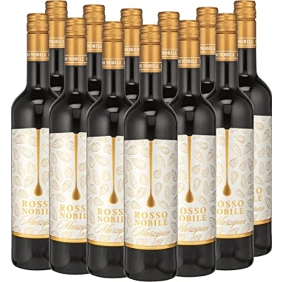 Abbildung von Rosso Nobile Marzipan von Les Grands Chais de France Rotwein mit unglaublich fruchtbetonten Geschmack 12 x 0,75l VINELLO 12er Weinpaket inkl. kostenlosem VINELLO.weinausgießer