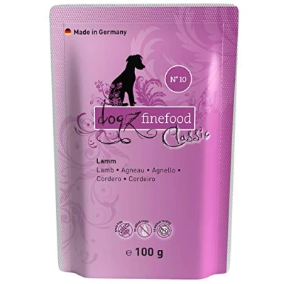 Abbildung von dogz finefood Hundefutter nass N 10 Lamm Feinkost Nassfutter für Hunde &amp; Welpen getreidefrei zuckerfrei hoher Fleischanteil, 12 x 100 g Beutel