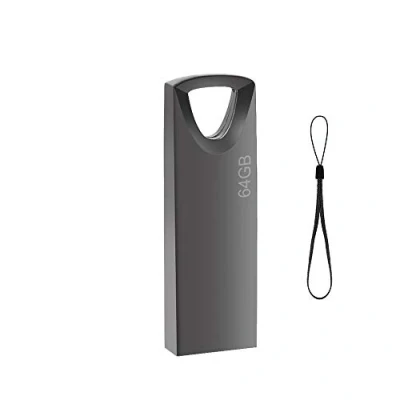 Abbildung von USB Stick 64GB, Slim Speicherstick 64 GB Wasserdicht Flash Drive 64GB mit Schlüsselanhänger für Schule Büro Auto PC Laptop (Grau)