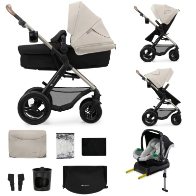 Abbildung von Kinderkraft MOOV2 AIR Kinderwagen 4 in 1 Kinderwagenset bis 26 kg mit Kindersitz I SIZE 40 75 cm, Buggy Funktion, Liegeposition verstellbar, Große ausziehbare Verdeck, Aufblasbare Räder, Grau