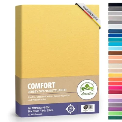 Abbildung von Spannbettlaken Premium 170, leevitex®, Gummizug: rundum, schwer und dick, 100% Jersey Baumwolle, auch Boxspringbett geeignet