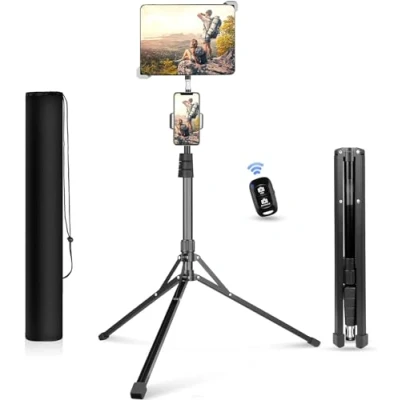 Abbildung von UBeesize 170,2 cm (77 Zoll) iPad Stativ, Tablet Bodenständer mit 360 drehbarer Halterung und Handyhalterung, kompatibel iPad, Air, Pro Allen 24,939,7 Tablets