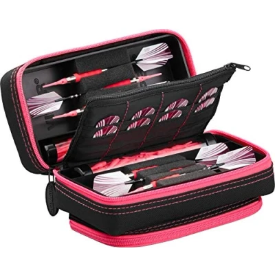 Abbildung von Casemaster Unisex Erwachsene Plazma Pro Black with Pink Trim Dart Case and Phone Pocket Etui, Rosafarbener Rand