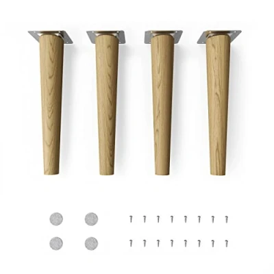 Abbildung von Sossai® Holz Tischbeine Clif Round Öl Finish Höhe: 25 cm HMF1 rund, konisch (gerade Ausführung) Material: Massivholz (Eiche) für Tische, Beistelltische, Schminktische