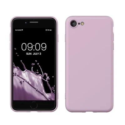 Abbildung von kwmobile Hülle kompatibel mit Apple iPhone SE (2022) / (2020) 8 7 gummierte TPU Silikon Handyhülle Schutzhülle für kabelloses Laden Case in Mauve