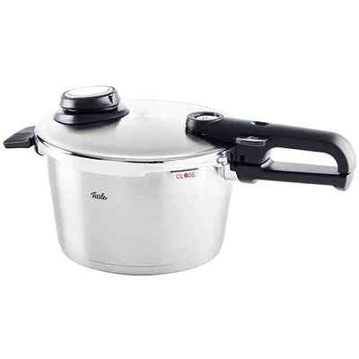 Abbildung von Fissler Schnellkochtopf &quot;vitavit premium Edelstahl 4,5 L, Ø 22 cm&quot;, 18/10, (3 tlg.), Verriegelungsanzeige, Einstellbares Abdampfen, Einstellbare Kochstufen