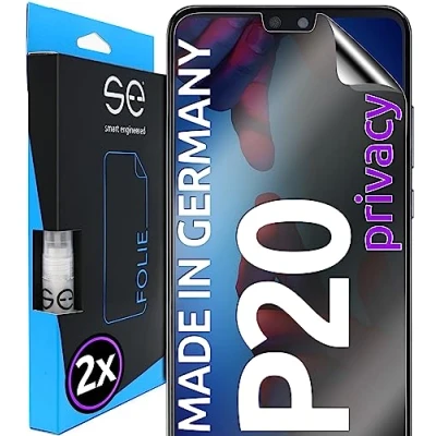 Abbildung von S.E für Huawei P20 Schutzfolie privacy Blickschutz Folie 2x Folien im SET aus Deutschland, Anti peep Spy Folie, staubfrei und blasenfrei, Privatsphäre Sichtschutz