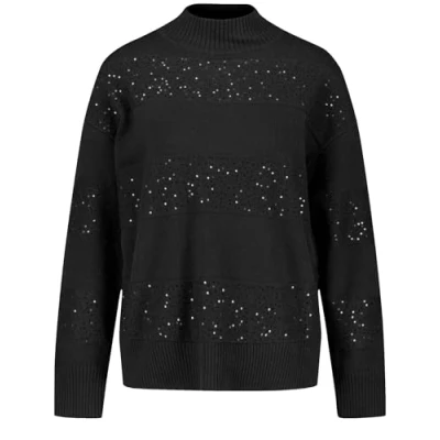 Abbildung von Gerry Weber Langarm Rundhals MIT Turtleneck UND Dekor Strickpullover, Damen, Größe: 42, Schwarz