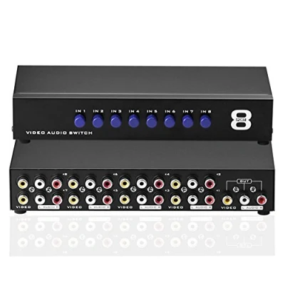 Abbildung von euroharry 8 AV Switch in 1 heraus Audio Video L/R Splitter Schwarz Netzwerk